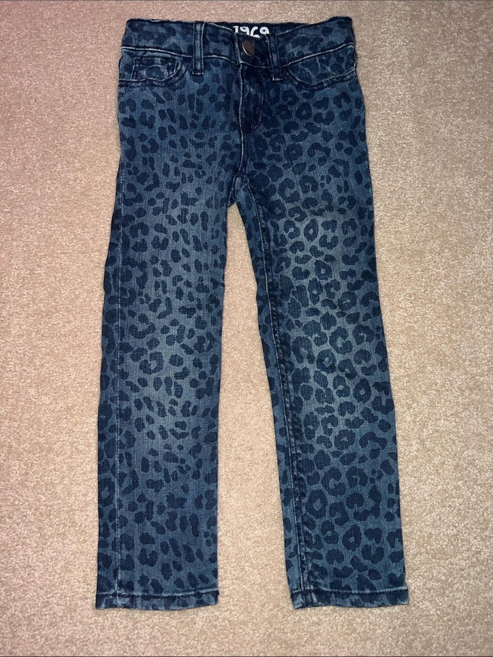 Baby GAP Girls sz 4 years Dark Blue Leopard-Print Skinny Jeans